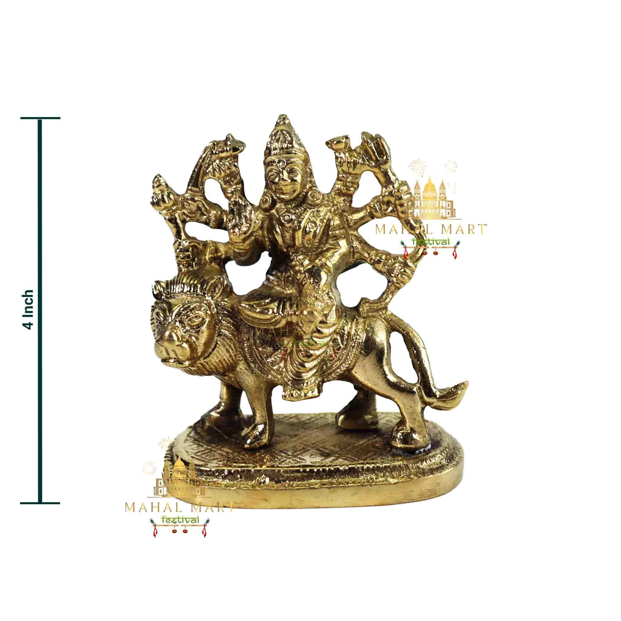 Durga Mata Statue Brass 4inch - Image 2