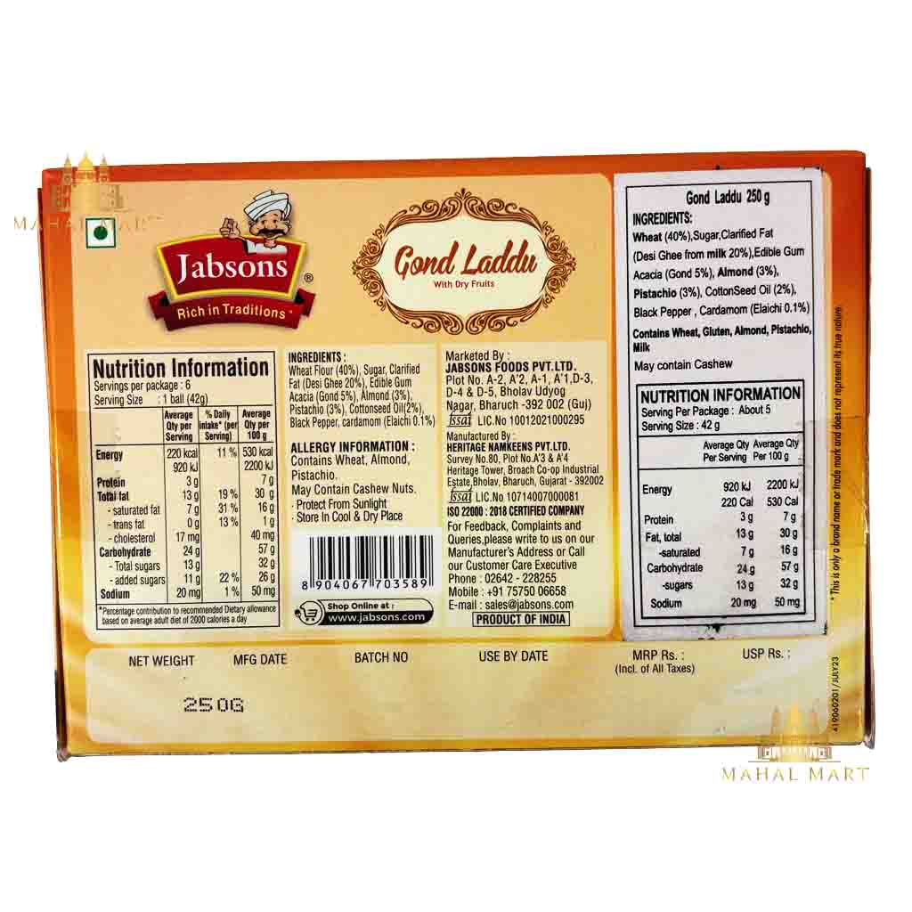 Jabsons Pure Desi Gond/ Jaggery Laddu 250g - Image 2