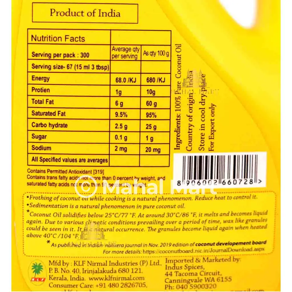 KLF Coconut Oil 1Ltr - Image 3