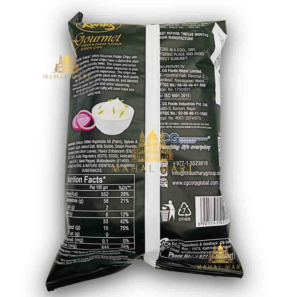 Kwik's Cream and Onion Flavour Potato Chips 65g - Image 2